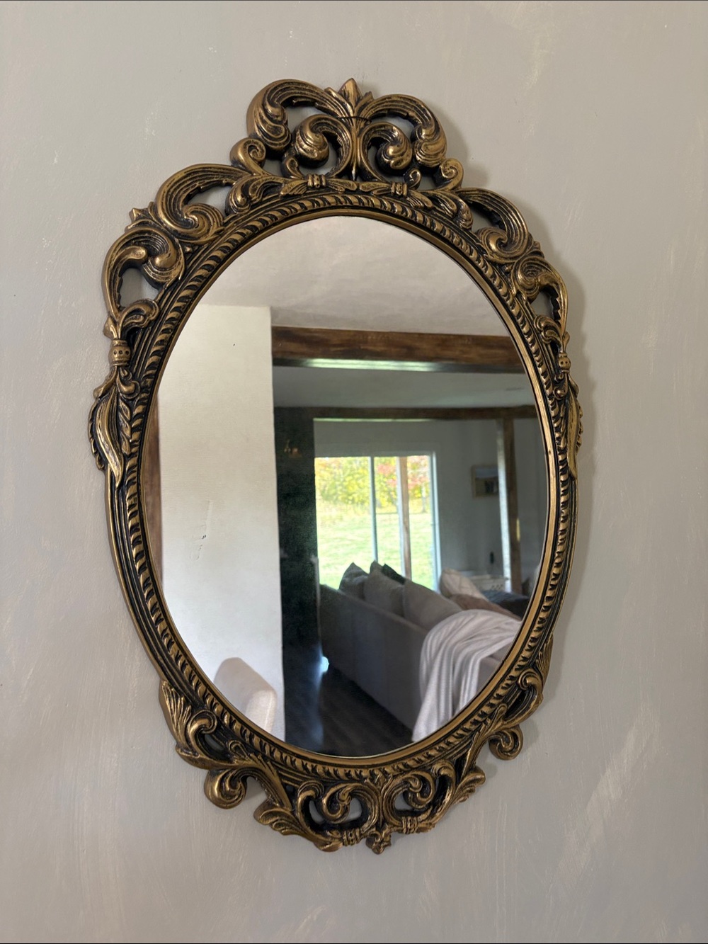Vintage Homco Gold Ornate Oval Wall Mirror Model 243 Hollywood Regency